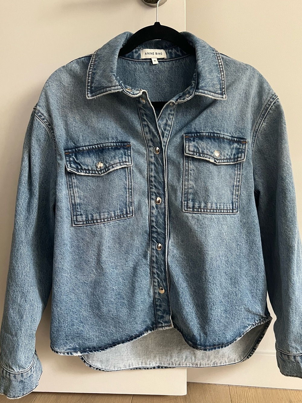 Anine Bing Paxton Light Blue Denim Shirt Jacket size XS